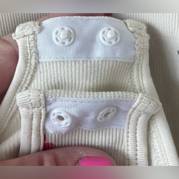 OQQ Ribbed Square Neck Sleeveless Tank Top Bodysuit, Cherry Print; size L - Picture 3 of 7